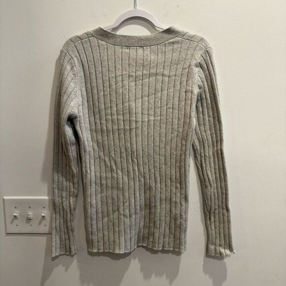 Sundance Womens Gray Henley Sweater Size L V Neck Ribbed Knit Long Sleeve - Picture 4 of 6